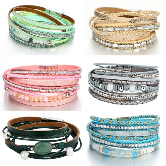 NITRO BETTY Multi Layer Leather Crystal Bracelet - Picture 2 of 4